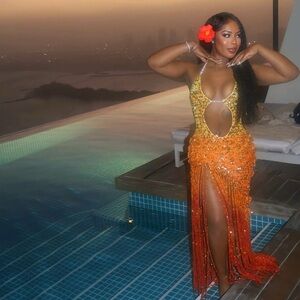 Work From Beach Be Like Sunset Butterfly Dress, handmaid in Bangkok, Thailand